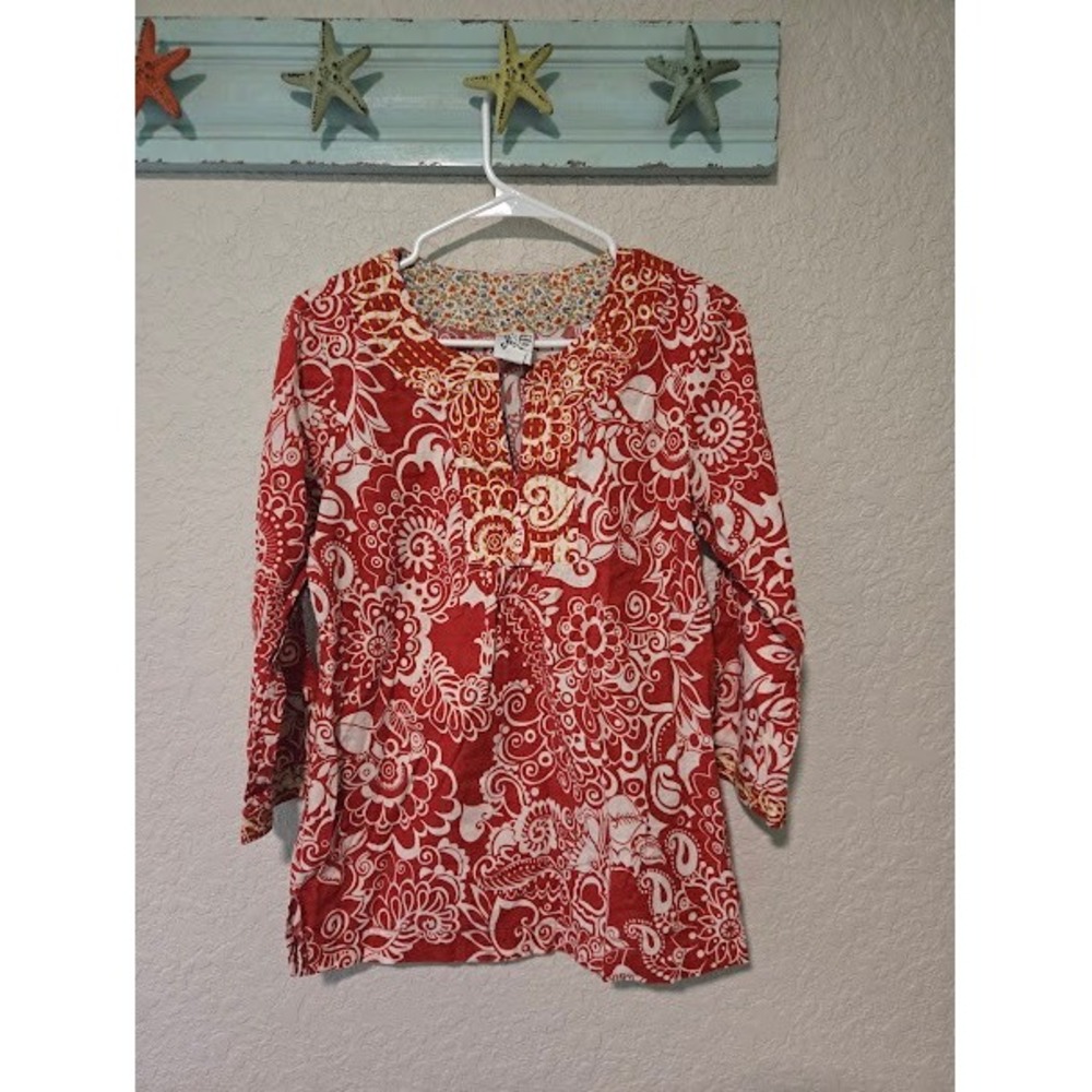 Ivy Jane Red Paisley Boho Blouse